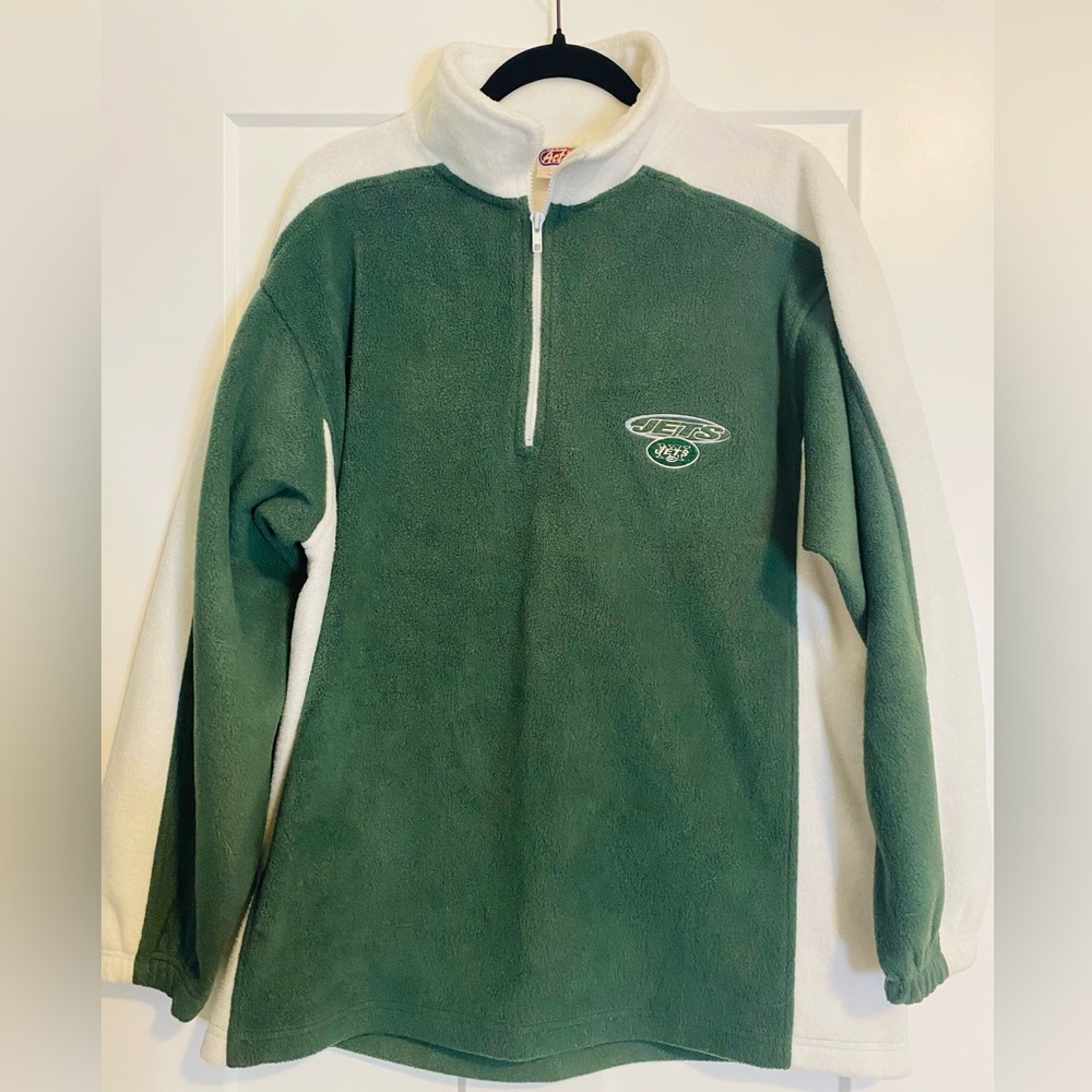 NFL Active NY Jets Quarter Zip Fleece Pull Over, Size Large